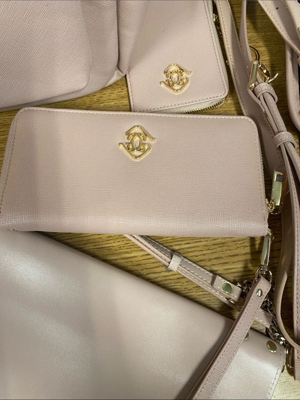 Glass Ladder & Co Women's Blush Pink Backpack Set with Wallets and Clutch